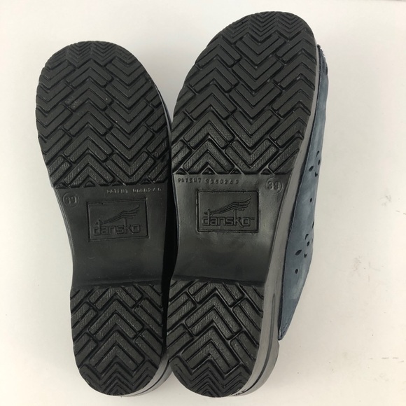 Dansko Shoes Womens 39 Blue Suede Perforated Slip on Open Toe Mules - Picture 10 of 12